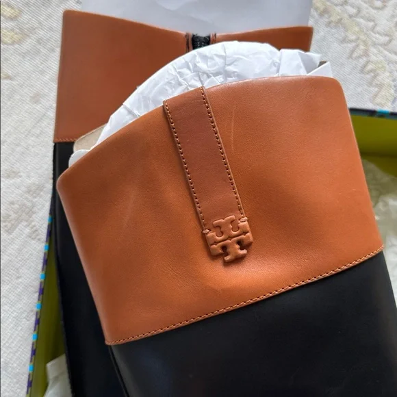 NIB Tory Burch Leather Double T Riding Boots Size 9 - Picture 7 of 11